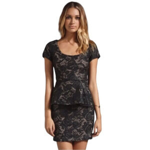Tracy Reese 4 Black Lace Peplum Dress Guipure